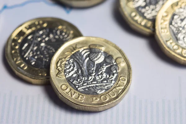 Pound Coins Financial Chart — Stock Photo, Image