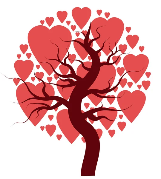 树与心脏隔绝在白色 适合情人节的剪贴簿和明信片制作 — 图库照片