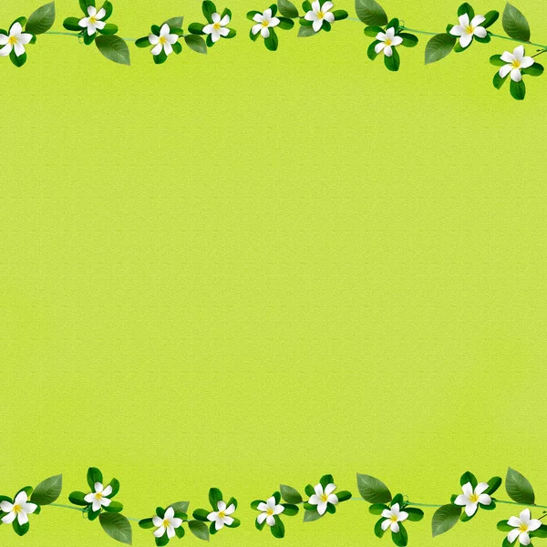 Green Background Greeting Cards Scrapbooking Background Has Frame Spring Flowers — Stock Photo, Image