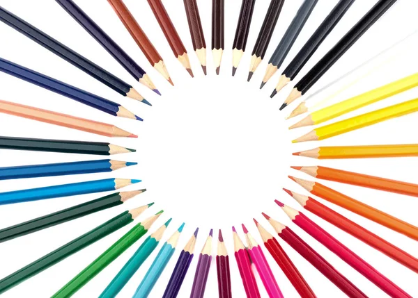Círculo de lápices de colores con lugar para el texto . — Foto de Stock