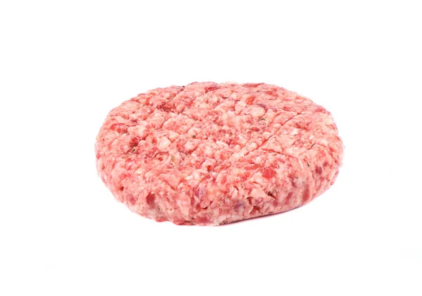 Rauw roze rundvlees cutlet geïsoleerd op een witte achtergrond. — Stockfoto