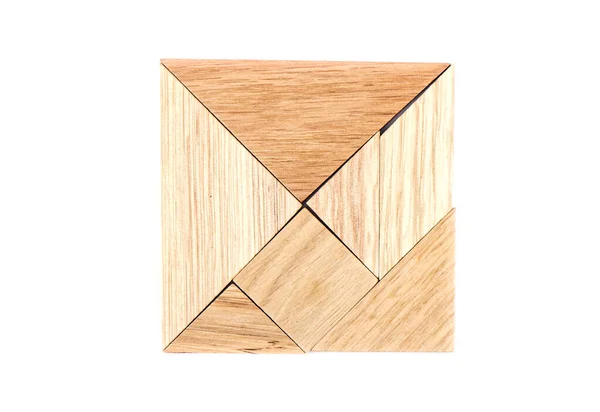 Tangram wooden puzzle isolated on white background. — Stock Photo, Image