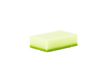 Mutfak süngeri beyaz arka planda izole edilmiş. Sağlıklı yaşam tarzı.