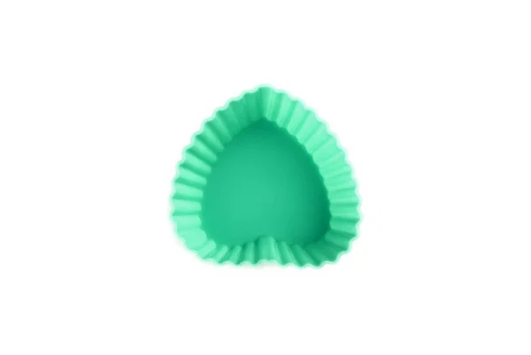 Silikon Herzförmige Plätzchenform Isoliert Auf Weißem Hintergrund Grüne Dessert Backform — Stockfoto