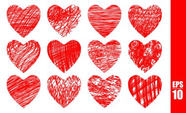 Karalama el çizimi kalpler hazır