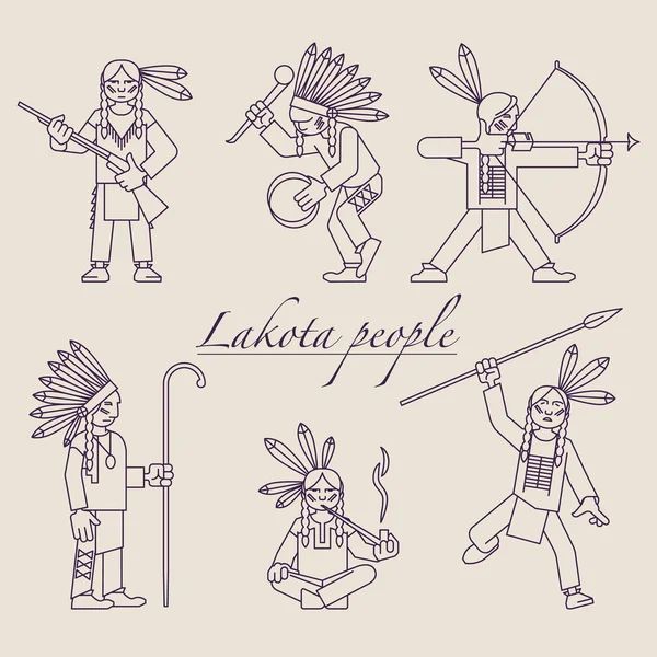 Lakota-emberek-Print — Stock Vector