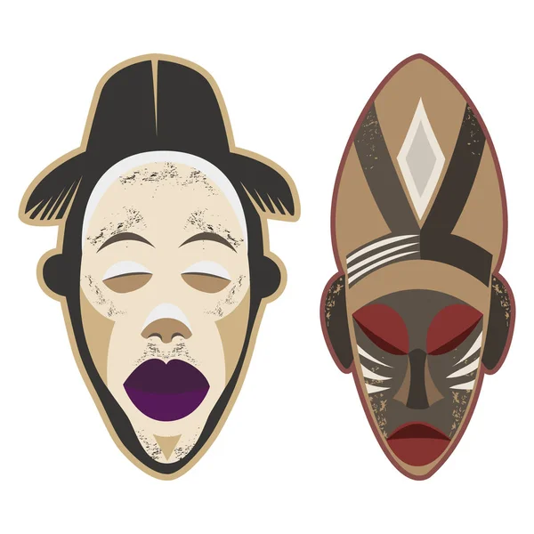 Máscaras africanas-1-3 — Vector de stock