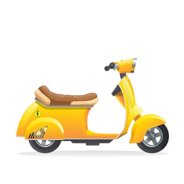 Sarı retro scooter. Vektör çizim.