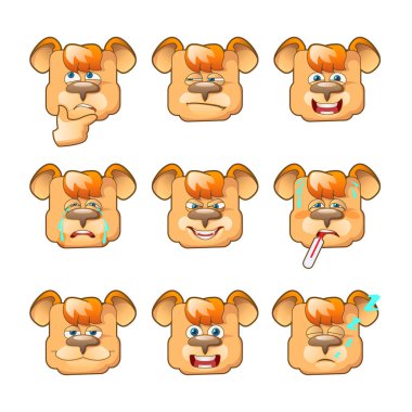 Web duygular kümesi. Dokuz ayı yüzler.