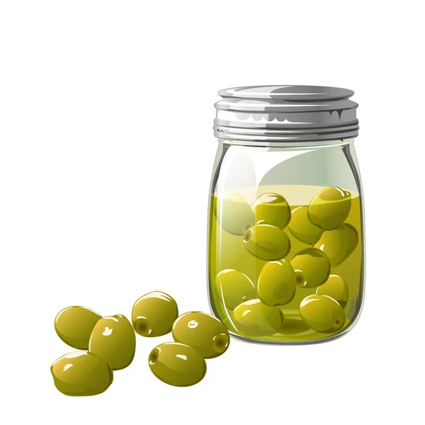 Olives Dans Bocal Verre — Image vectorielle