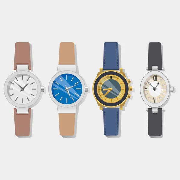 Armbanduhren Für Männer Und Frauen Vektorillustration — Stockvektor