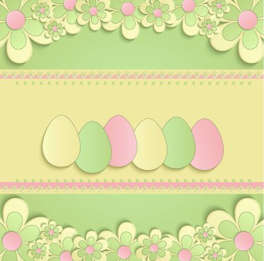 Mutlu Paskalya çiçek yumurta bahar 3d Yeşil Sarı raster