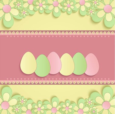 Mutlu Paskalya çiçek yumurta bahar 3d sarı pembe raster