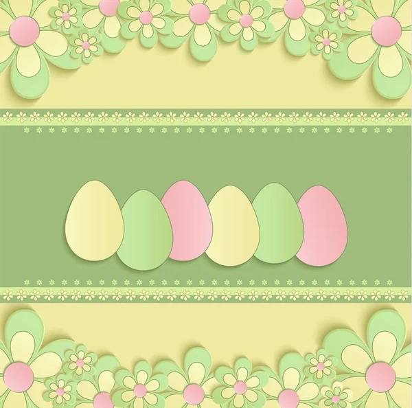 Happy easter flowers egg spring 3D yellow green raster — Stock Photo, Image