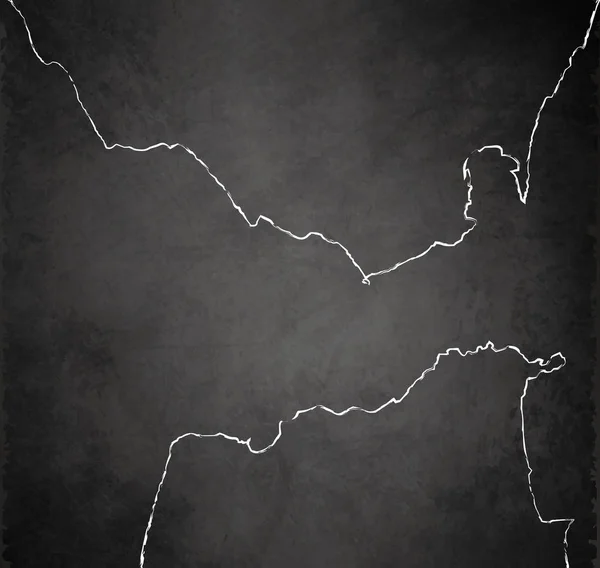 Estreito de Gibraltar mapa quadro negro raster — Fotografia de Stock