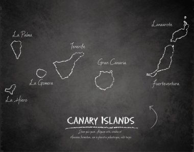 Kanarya Adaları harita blackboard kara tahta vektör