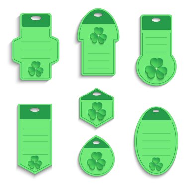 St.Patrick'ın gün shamrock etiket kağıdı 3d yeşil beyaz vektör