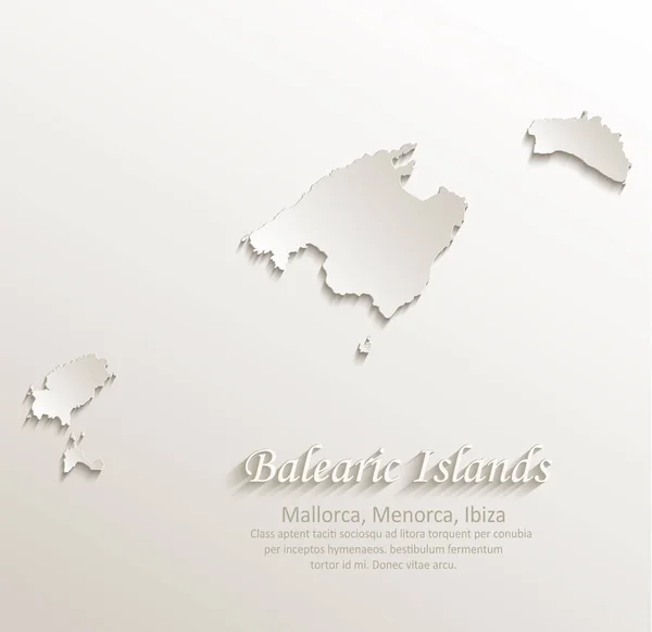 Балеарские острова, Майорка, Менорка, Карта Ибицы Бумага 3D натуральный вектор — стоковый вектор