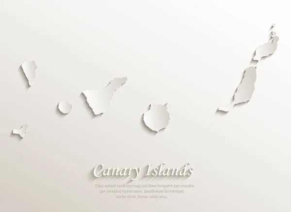 Islas Canarias mapa tarjeta de papel 3D vector natural — Vector de stock