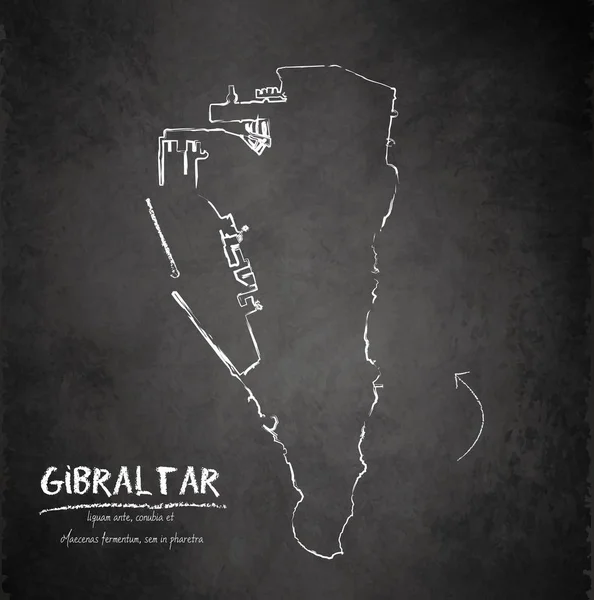 Gibraltar mapa tabulí chalkboard vektor — Stockový vektor