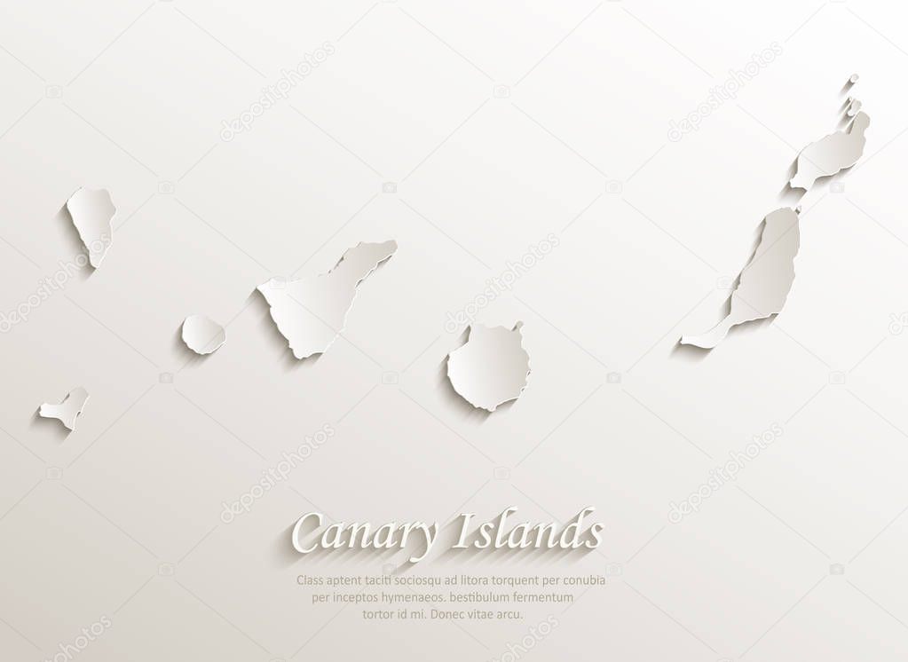 Canary Islands map card paper 3D natural vector