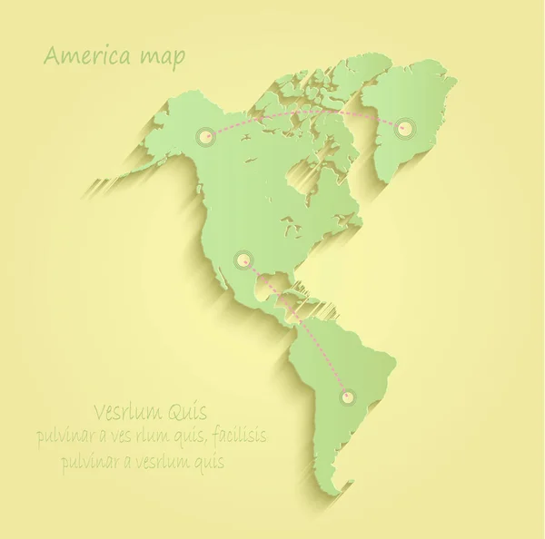 Amerika karta gul grön vektor — Stock vektor