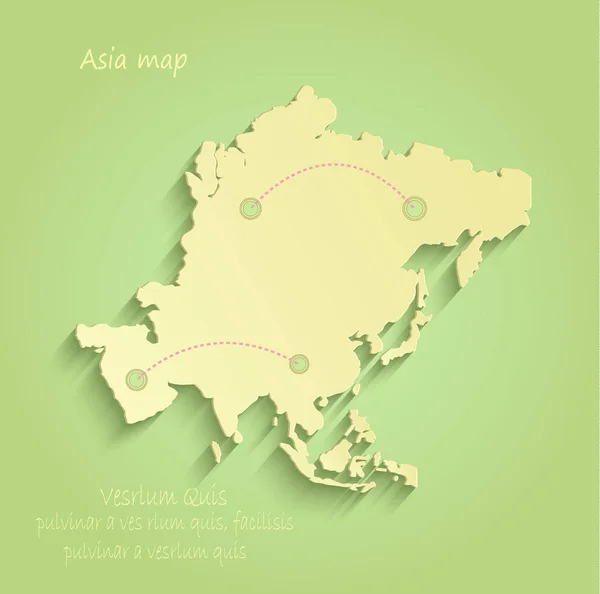 Asien karta grön gul vektor infographic — Stock vektor