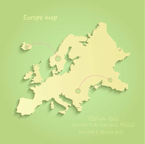 Europa karta grön gul vektor infographic — Stock vektor