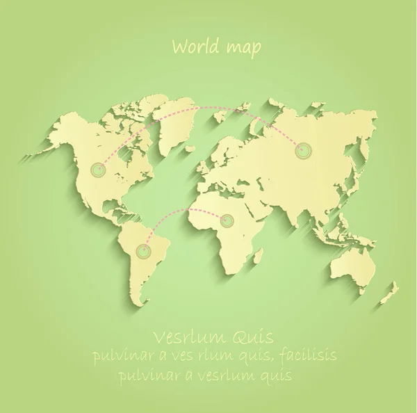 Mapa del mundo verde vector amarillo infografía — Vector de stock