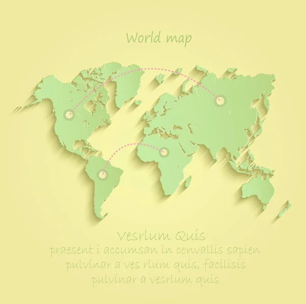 世界地図黄色緑ベクトル — ストックベクタ