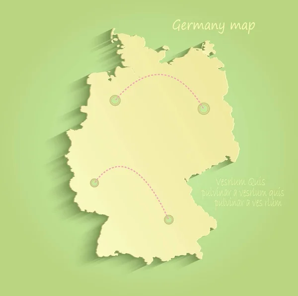 Alemania mapa verde vector amarillo — Vector de stock