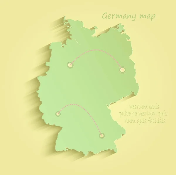Alemania mapa amarillo verde vector — Vector de stock
