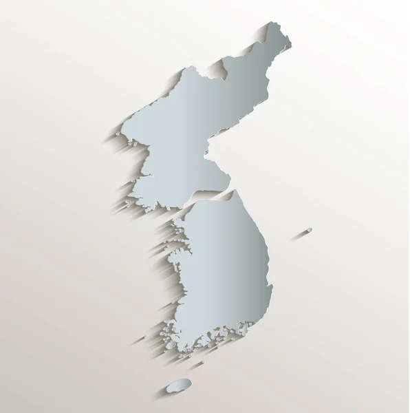 Korea map south north separate white blue card paper 3D raster — Stock Photo, Image