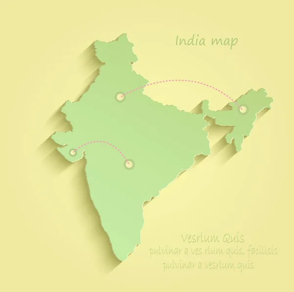 Inde carte jaune vecteur vert — Image vectorielle