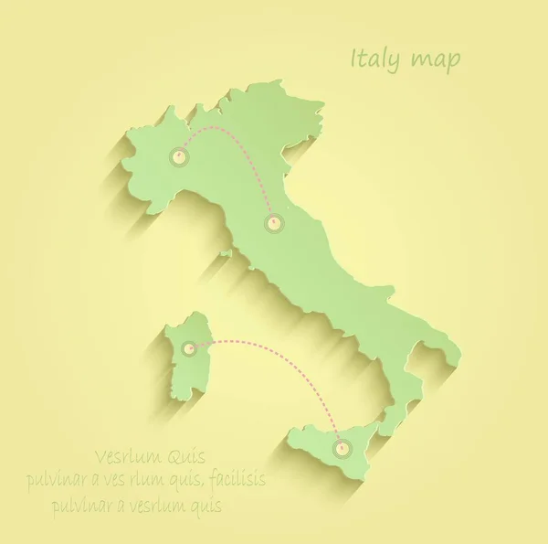 Włochy Mapa wektor zielony żółty — Wektor stockowy