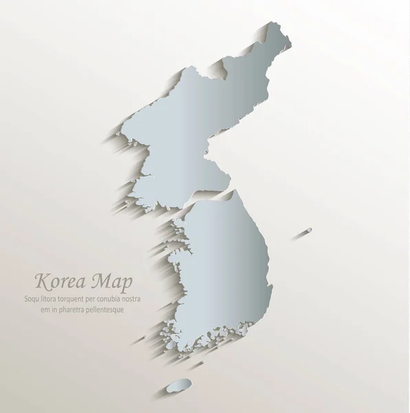 Korea kaart Zuid Noord aparte witte blauwe kaart papier 3D-vector — Stockvector