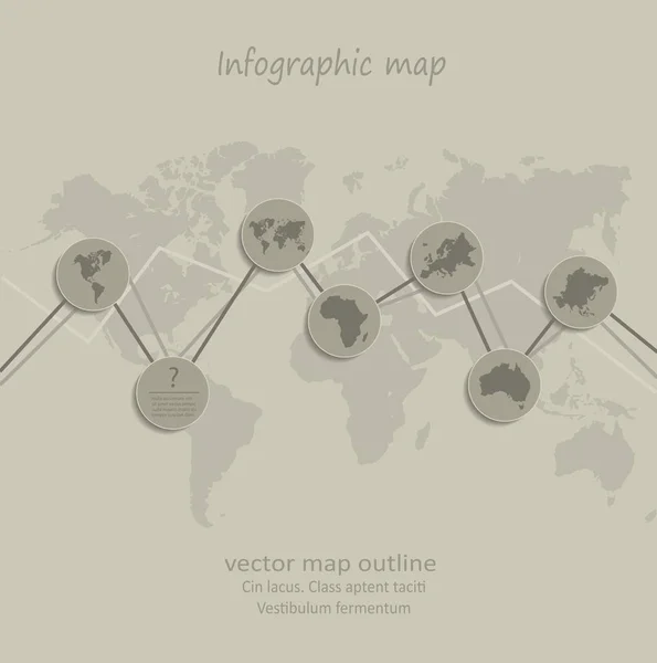 Infographic harita grafik kartı, Amerika, dünya, Avrupa, Afrika, Asya, Avustralya - vektör — Stok Vektör