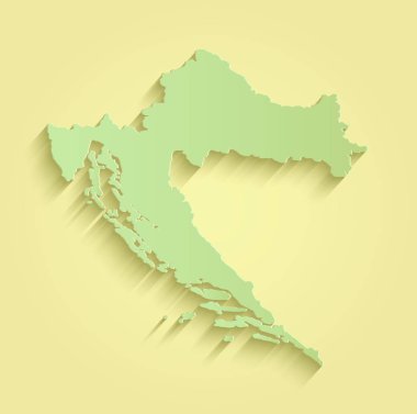 Hırvatistan harita sarı yeşil şablon anahat raster