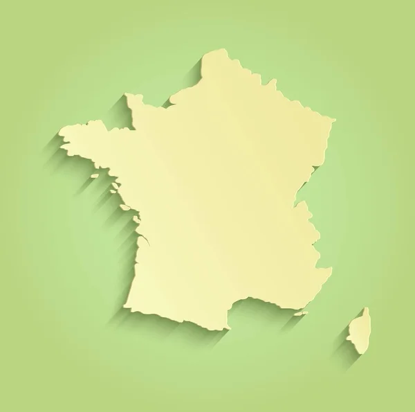 프랑스 지도 녹색 노란색 템플릿 래스터 개요 — 스톡 사진
