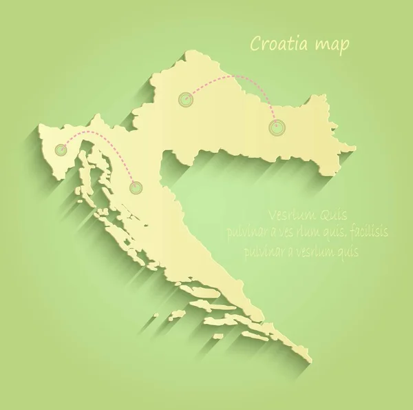 Croatie carte vecteur jaune vert — Image vectorielle