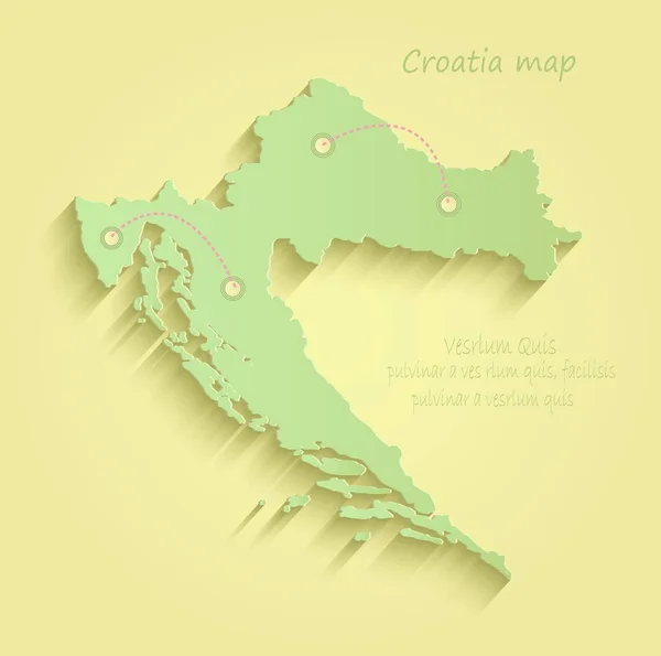 Croazia mappa vettore verde giallo — Vettoriale Stock