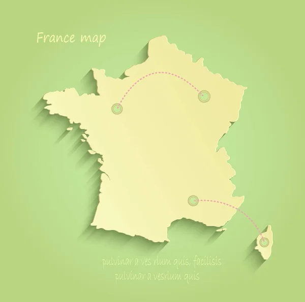 France carte vecteur jaune vert — Image vectorielle