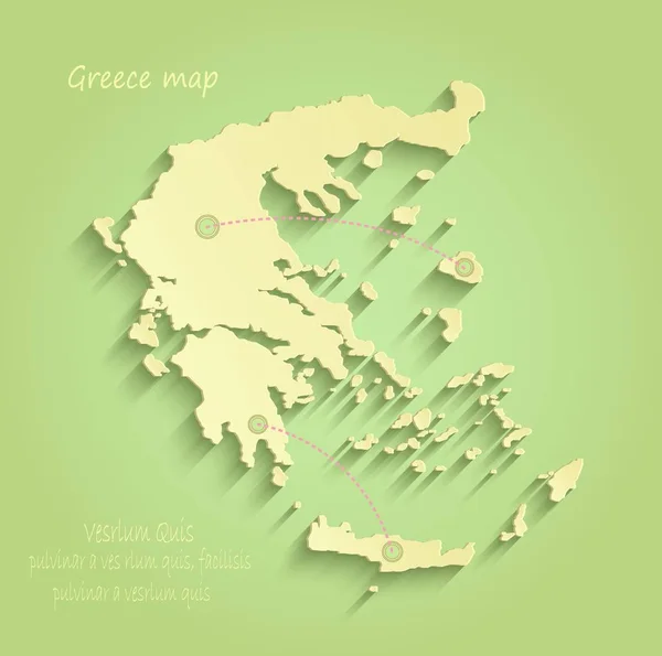 Grèce carte vecteur jaune vert — Image vectorielle