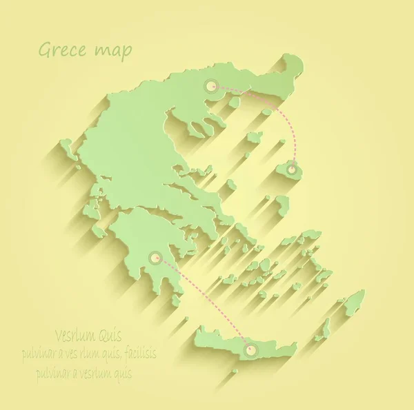 Grecia mapa amarillo verde vector — Vector de stock