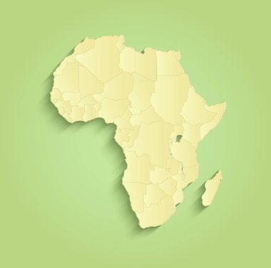 Afrika harita ayrı tek tek devletlerin sarı raster yeşil