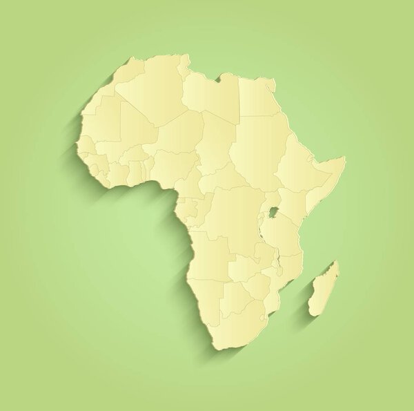 Africa map separate individual states green yellow raster