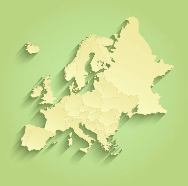 Europa karta separata enskilda stater grön gul raster — Stockfoto