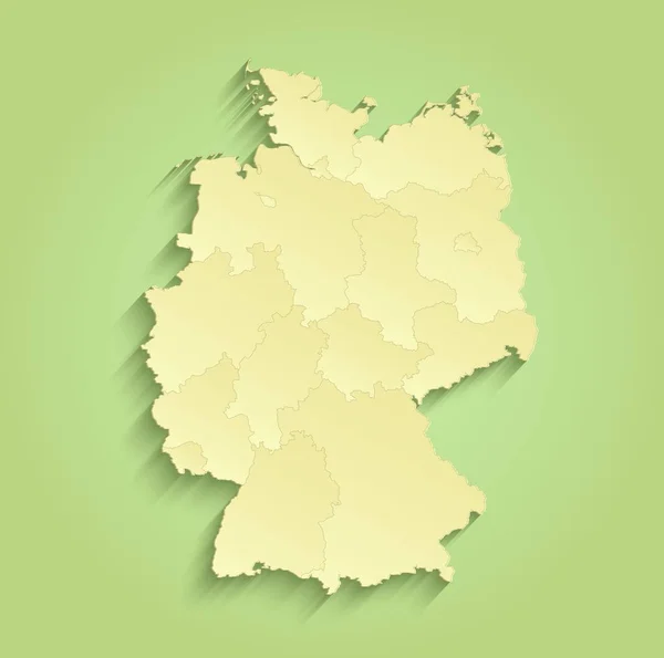 Duitsland kaart afzonderlijke individuele staten groen geel raster — Stockfoto