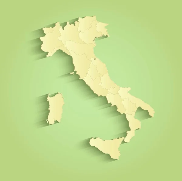 Italien Karte separate Einzelstaaten grün gelbes Raster — Stockfoto