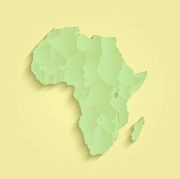 Africa map separate individual states yellow green raster